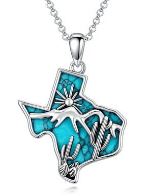 Women's Texas A Sterling Turquoise Pendant Highland Cow Skull Western Necklace